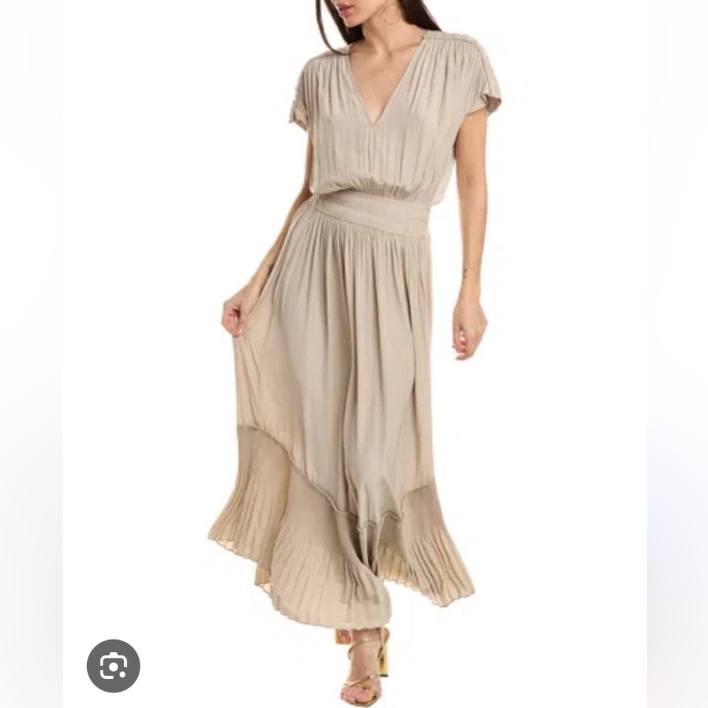 NWT Women’s Ramy Brook Cymone Pleated Dress.. Color Flax. Size XS